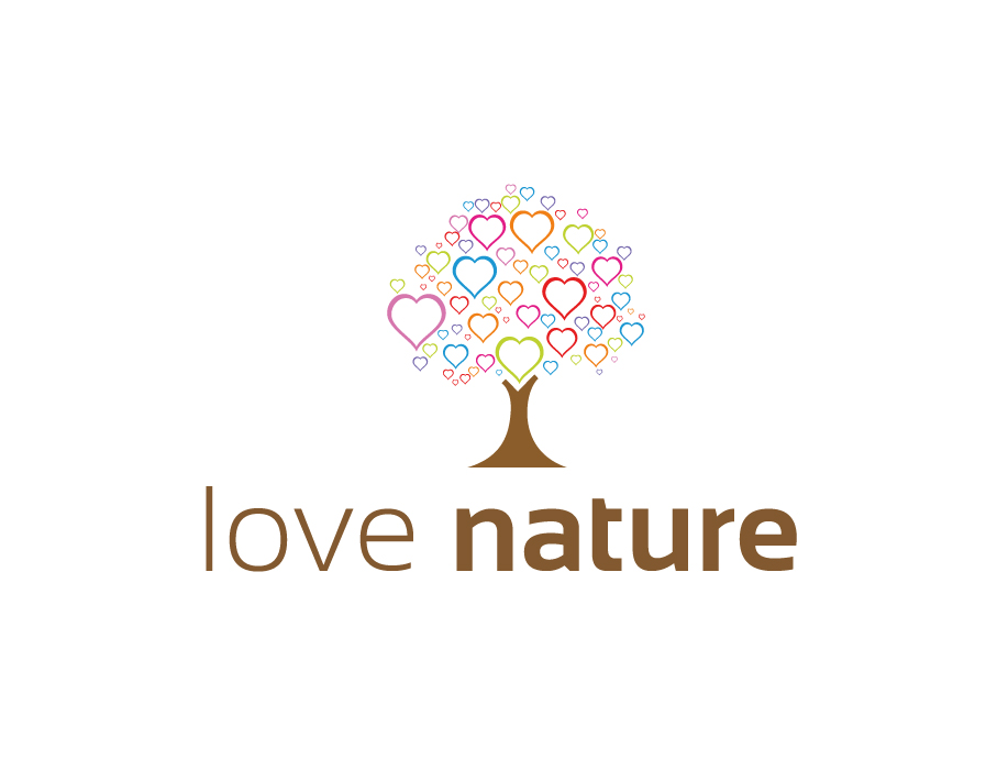 Love Nature Logo – Abstract Tree with Colorful Hearts